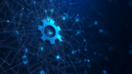 Obraz premium Futuristic Technology Gear Digital Network Innovation Engineering Machine Cyber System Mechanics Connectivity Vision