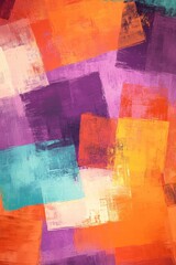 Colorful abstract art background with vibrant geometric shapes in purple orange and turquoise, modern design for creative projects and interior decoration.