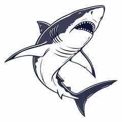 Fototapeta premium Shark icon swimming in blue waters