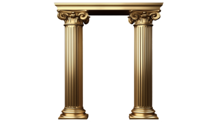 Golden Classic Columns Elegant Design Architecture 3d art isolated on transparent background
