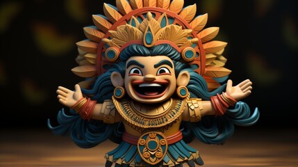 Obraz premium Vibrant 3D Cartoon Character Celebrating Onam Festival