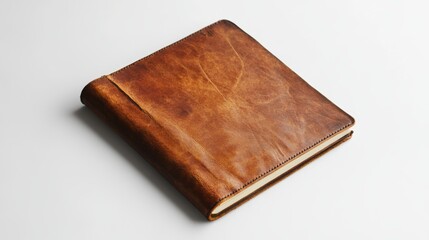 Brown Leather Journal Mockup on White 