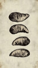Naklejka premium Elegant Sweet Potato Illustration: A Vintage Botanical Print