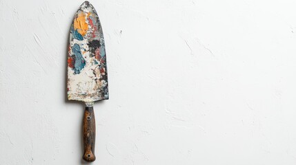 Palette Knife with Paint on White Texture 