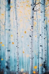 Birch trees in serene autumn forest landscape with colorful leaves, nature background for relaxation, tranquility, outdoor adventure, and seasonal beauty.