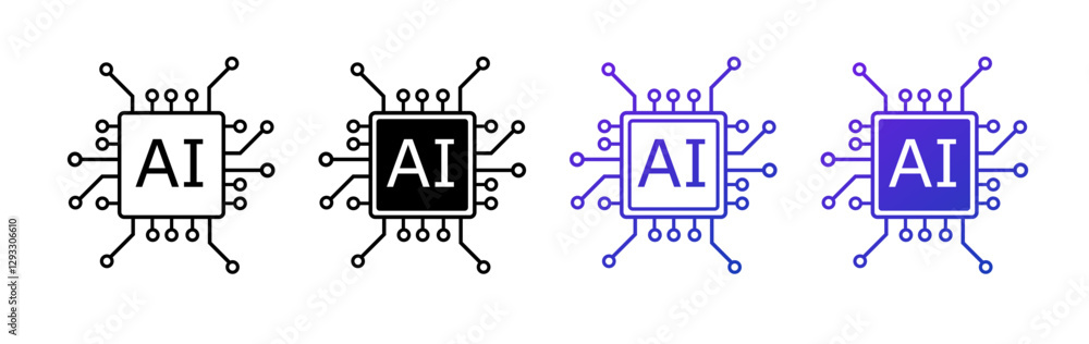 Poster a futuristic ai logo with a chip inspired circuit layout, symbolizing cybernetics, information proce
