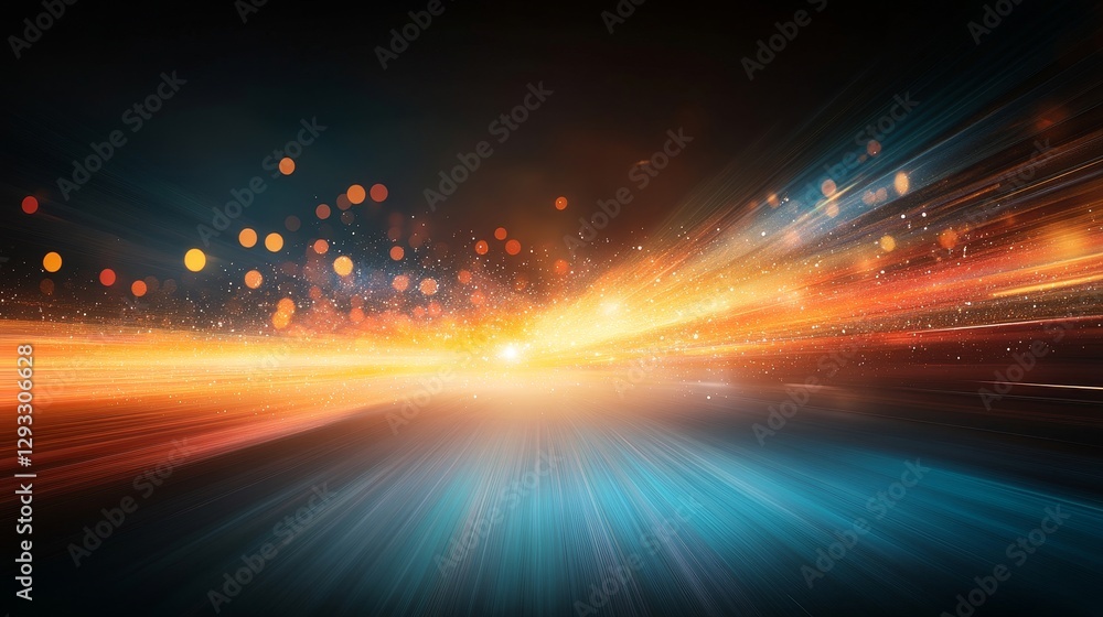 Aufkleber vibrant light trails and bokeh effects in dynamic motion background