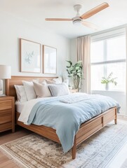 An elegant bedroom features a minimalist modern design