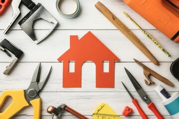 Diy home renovation tools workshop image organized workspace overhead view creativity and craftsmanship