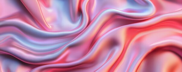 Obraz premium A mesmerizing, wavy fabric pattern in soft pink and blue hues, showcasing smooth textures and gentle folds.