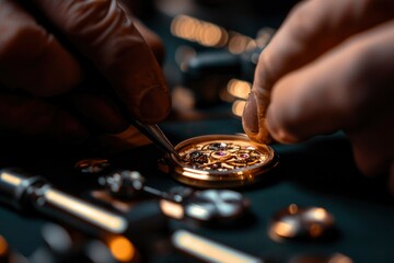 Watchmaker Repairing Intricate Timepiece Mechanism
