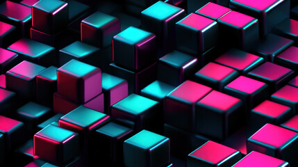 Colorful 3D cubes create optical illusion pattern