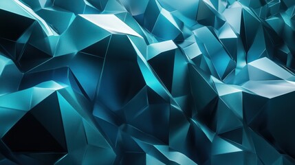 Obraz premium Modern abstract 3D design with bold geometric shapes and flowing patterns in cyan and blue
