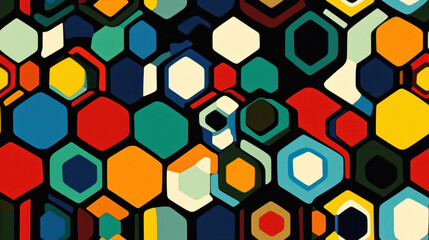 Colorful geometric mosaic with hexagons and diamonds
