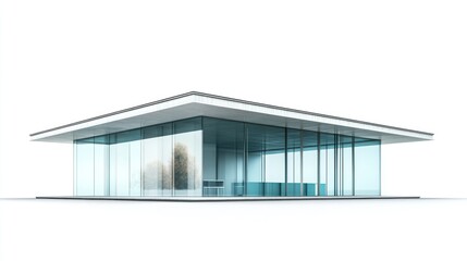 Fototapeta premium Modern glass building interior design, pet shop, white background, architectural rendering