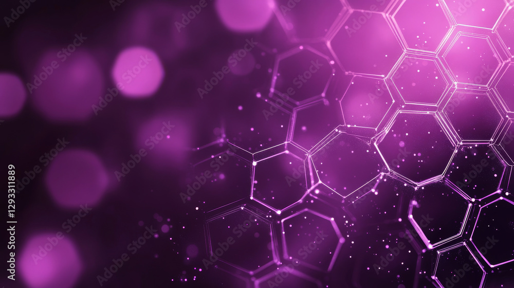 Aufkleber purple pastel medical and tech background with hexagon pattern and bright sparkles. realistic vector