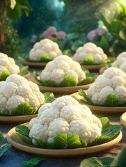 Fresh cauliflower at the farmer's market stalls