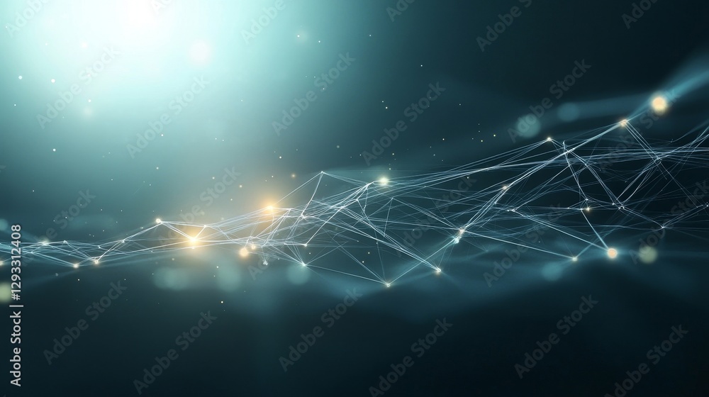 Poster abstract network connections with glowing points and light effects