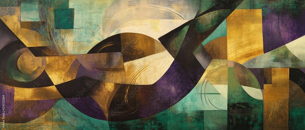 Poster abstract geometric art design in warm colors featuring bold shapes and dynamic patterns, perfect for
