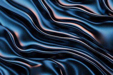 Obraz premium A close-up image of flowing, textured fabric in deep blue tones, showcasing smooth curves and reflections.