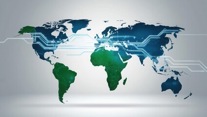 Fototapeta premium Detailed world map with geographical features highlighting continents and oceans in bright colors