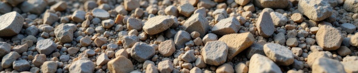 Rough granite gravel, diverse sizes, natural tones, granite texture, geology, beige texture