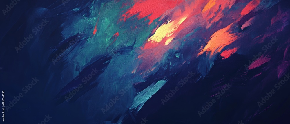 Poster abstract digital art with vibrant colors and dynamic brush strokes creating a modern artistic backgr