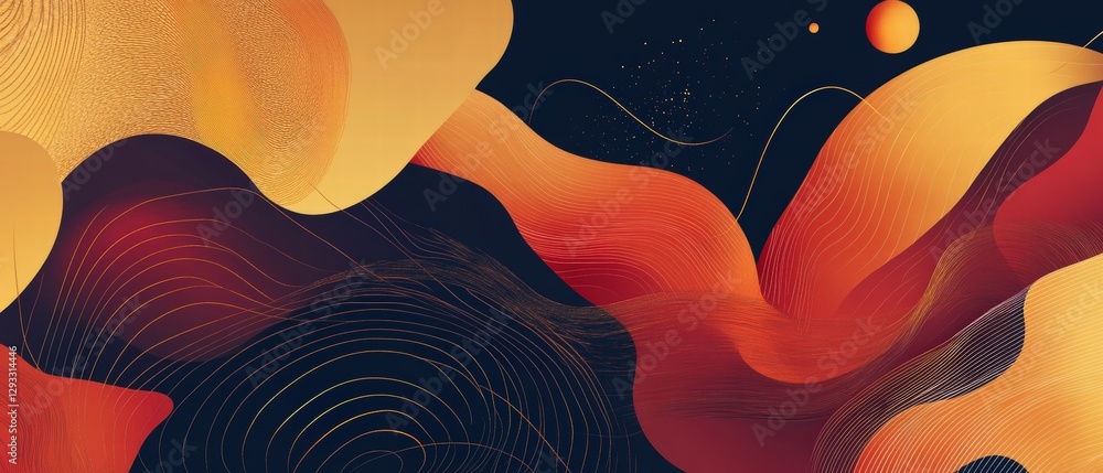Poster abstract colorful wave background design with fluid shapes, modern art texture, vibrant patterns, an