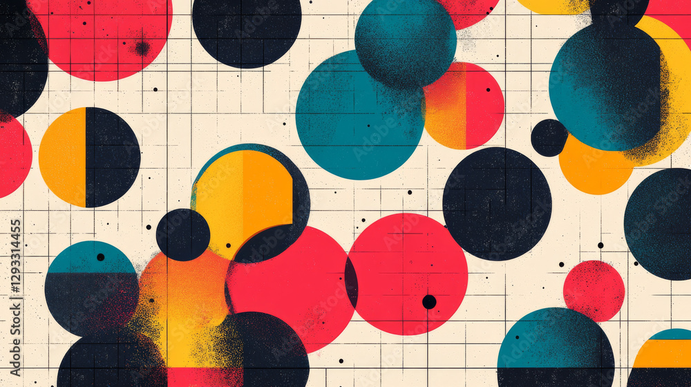 Poster y2k retro style poster and cover design template with wireframe circle and ball shapes with gradient