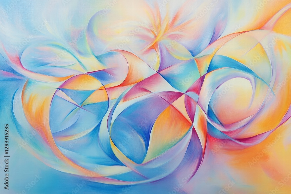 Poster abstract colorful painting with fluid shapes and vibrant hues creating a dynamic and modern artistic