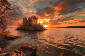 Fototapeta premium Thousand Islands Castle: Heart Island, St. Lawrence River, New York State, USA