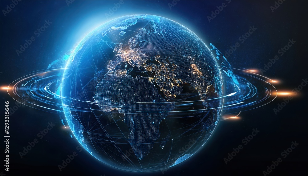 Aufkleber a globe with a striking blue and black background emphasizing global connectivity and technology