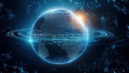 Obraz premium Sphere encompassed by a network of lines and dots signifying connectivity and technological innovation