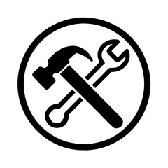 Black and white crossed tools icon