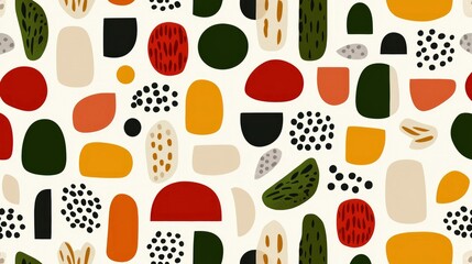 Colorful abstract shapes pattern on white background