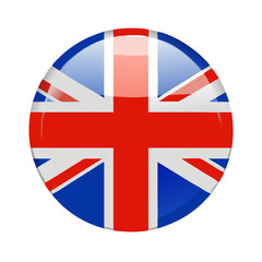 Obraz premium Circular British flag icon with glossy effect