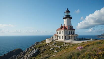 An opulent residence transformed from a lighthouse with stunning views of the ocean