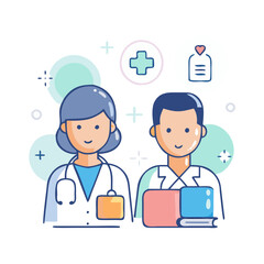 Fototapeta premium Friendly doctors with medical background