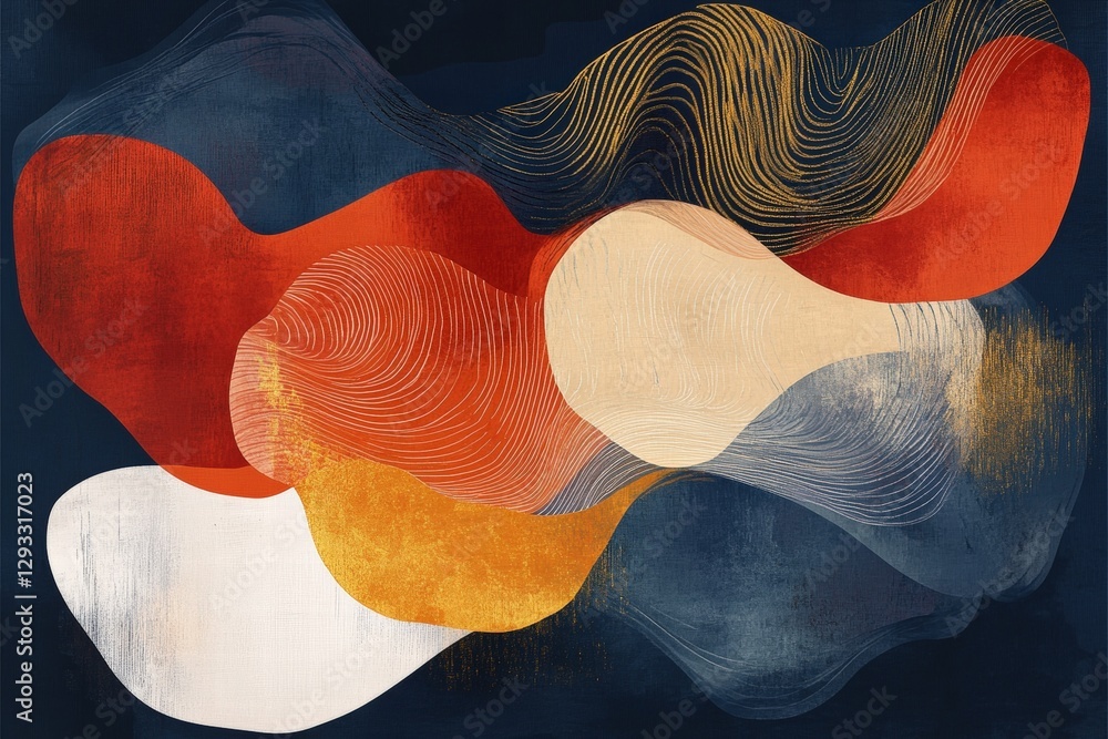 Poster abstract colorful artwork with fluid shapes and patterns creating a modern artistic background. vibr