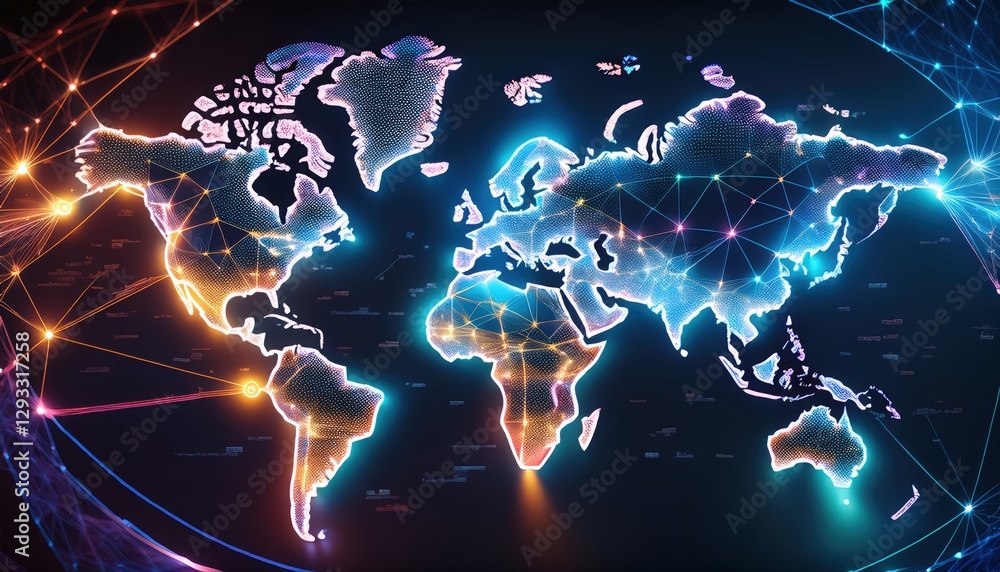 Poster a classic world map depicting geographic features and borders in a timeless design style