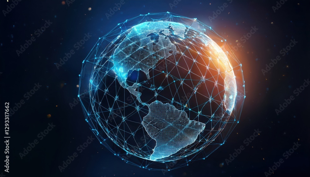 Aufkleber the earth surrounded by a complex network of interconnected lines representing global connectivity