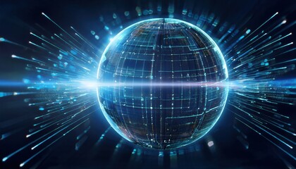 Obraz premium A sphere surrounded by a dynamic light trail creating a stunning visual effect of movement