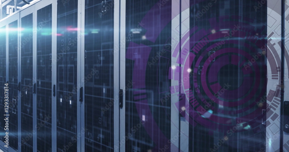 Poster image of data processing and scope scanning over server room