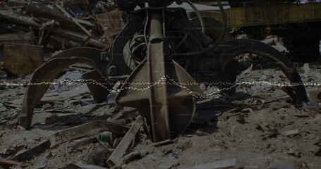 Image of financial data processing over rubbish dump