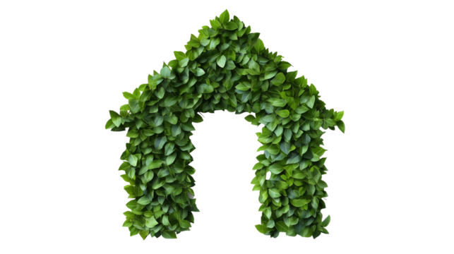 Green Leaf House Eco Friendly Nature Design home tree plant isolated on transparent background
