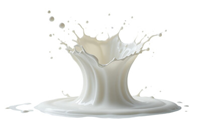 Dramatic Milk Splash Frozen in Midair with Creamy Ripples and Droplets, Cut out