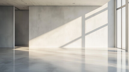 Obraz premium a minimalist white room with strong natural light casting distinct shadows