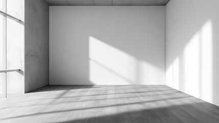 Obraz premium a minimalist white room with strong natural light casting distinct shadows