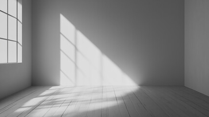 Obraz premium a minimalist white room with strong natural light casting distinct shadows