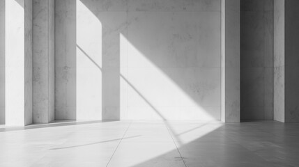 Obraz premium a minimalist white room with strong natural light casting distinct shadows